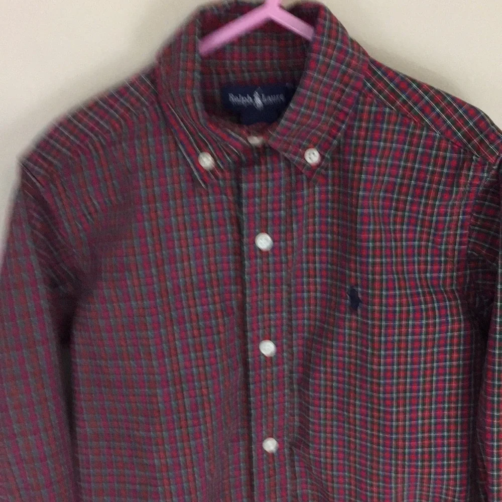 Ralph Lauren Cotton Red Plaid Button Down Shirt Size 5